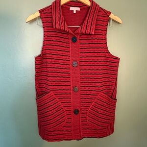 Habitat Clothes to Live In Red Black Textured Button Vest XS